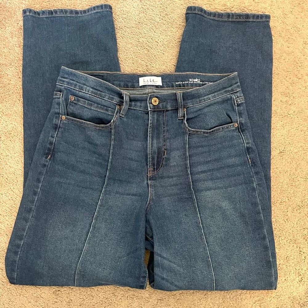 Nicole Miller high-waisted straight-leg blue jeans - size 8